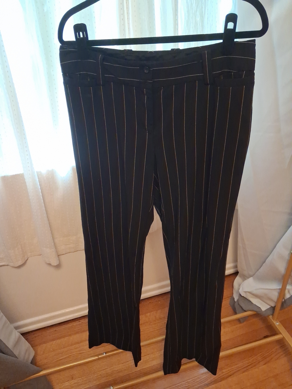 Express Black Pinstripe Wide Leg Pants 8